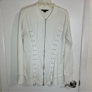Armani Exchange White Long Sleeve Zip Cardigan size Large